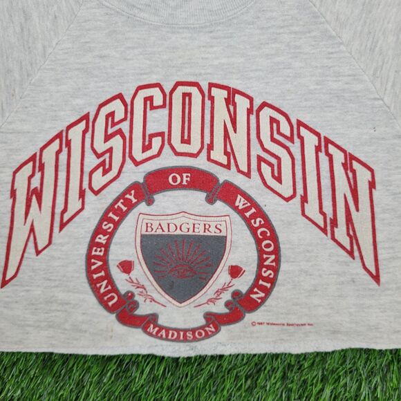 Vintage 1987 JERZEES Cropped Sweatshirt Womens L 21x14 Gray - Picture 14 of 14